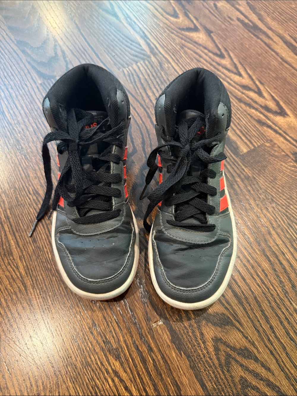adidas Kids Black Sneakers with Bright Red Accents